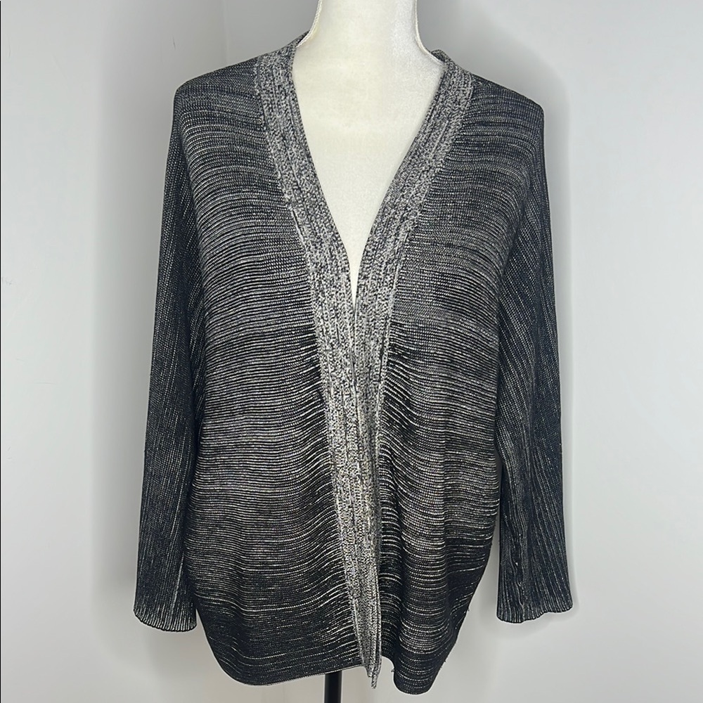 Eileen Fisher Organic Silk Blend Open Front Cardigan Gray Minimalist Layering